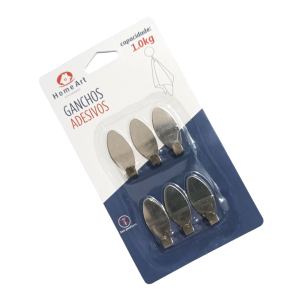 GANCHO ADESIV 6PC OVAL/RTGL  INOX