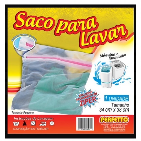 SACO PARA LAVAR ROUPA PEQUENO 34x38CM