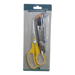 KIT FERRAMENTAS 2 PEÇAS (ESTILETE + TESOURA)