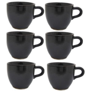 JG XÍCARA CAFÉ PORCEL 06 PEÇAS MARROM ESCURO LISA