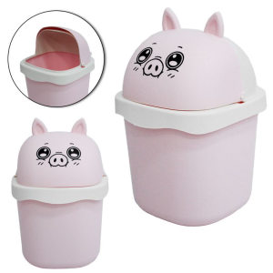 LIXEIRA 1,5L TAMPA BASCULANTE - PORCO (ROSA)