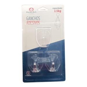 GANCHOS ADESIVOS TRANSPARENTES 3PC