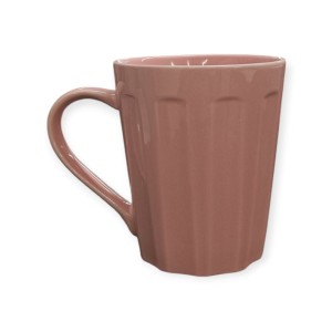 CANECA PORCELANA CANELADA ROSA 250ML
