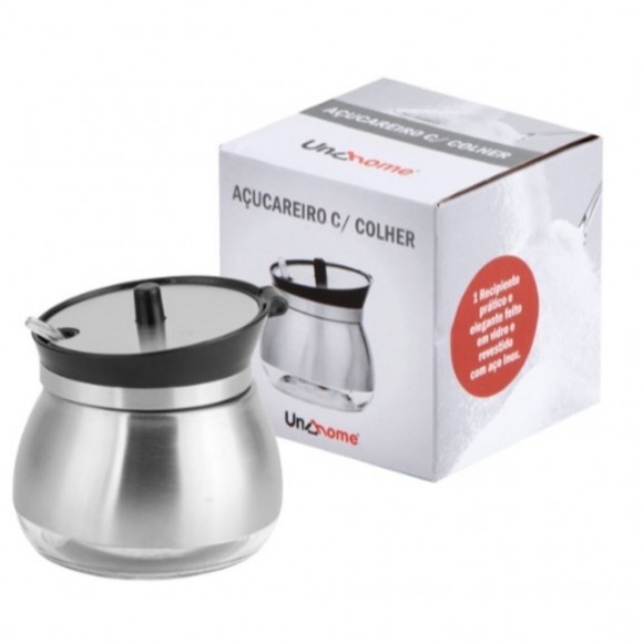 AÇUCAREIRO COM COLHER INOX