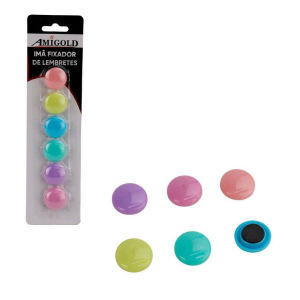 IMÃS COLORIDOS PARA LEMBRETE - 6 UNIDADES