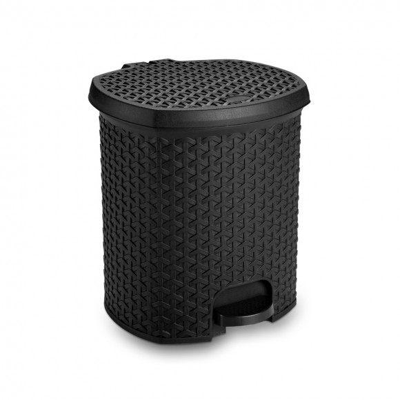 LIXEIRA RATTAN COM PEDAL 6 LITROS PRETO PLASNORTHON