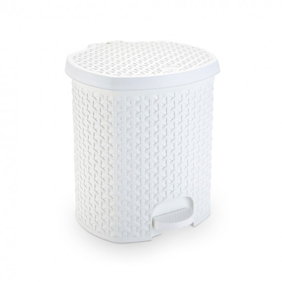 LIXEIRA RATTAN COM PEDAL 6 LITROS BRANCO