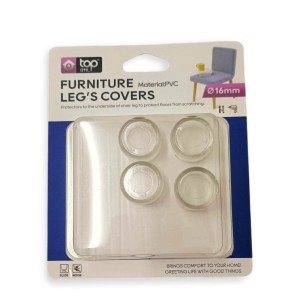 PROTETOR PVC DE PÉ DE CADEIRA MÓVEIS 4PC-16MM