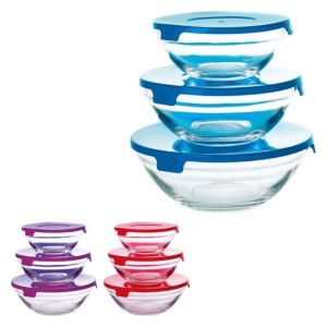 CJ POTES DE VIDRO 3 PEÇAS 200/400/550ML TAMPA COLOR