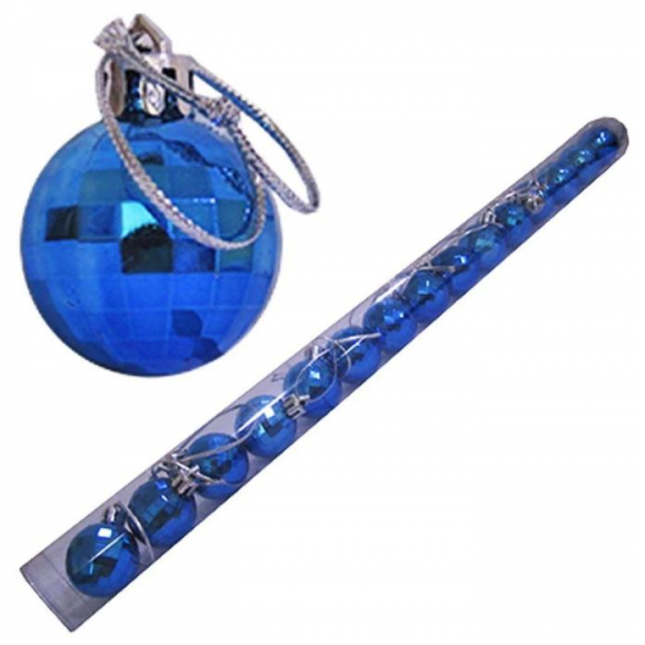 BOLA NATAL FACETADA AZUL 3CM-15 PEÇAS NO TUBO