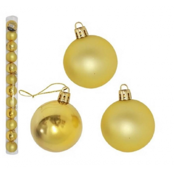 BOLA NATAL MISTA OURO -MINI- 3CM-15 PEÇAS NO TUBO