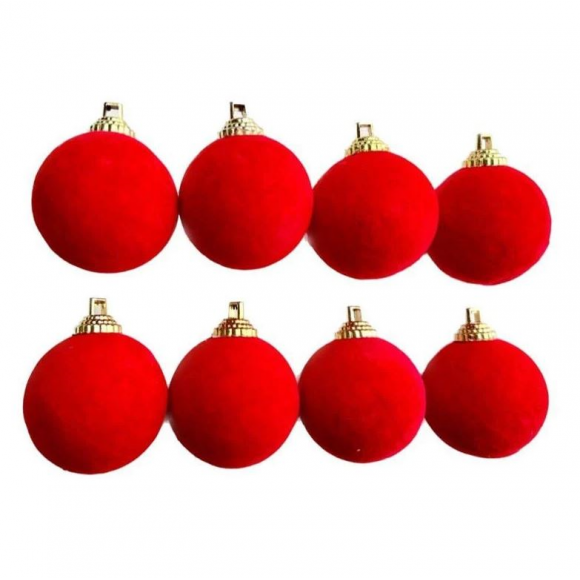 BOLA NATAL CAMURÇA 4CM - 8 PEÇAS