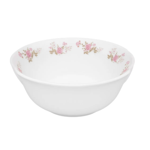TIGELA VIDRO BRANCO FLOWERS PINK 22CM-1,4L