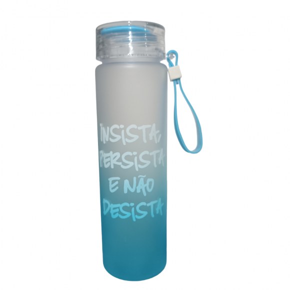 GARRAFA FRASES C/ALÇA 500ML - AZUL