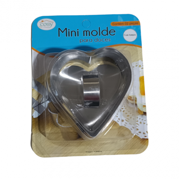 MINI MOLDE INOX  P/DOCES C/TAMPAS DIVERSOS MODELOS 08CM